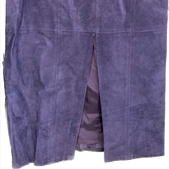 EUC vintage purple leather suede midi skirt - Picture 6 of 8